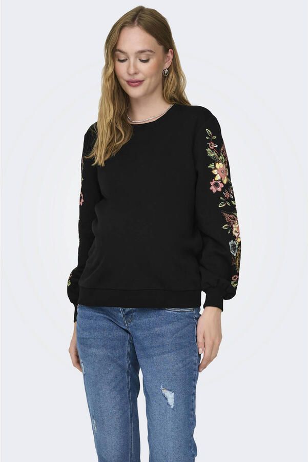 ONLY MATERNITY gebloemde zwangerschapssweater OLMCONNY zwart Trui Bloemen XXL