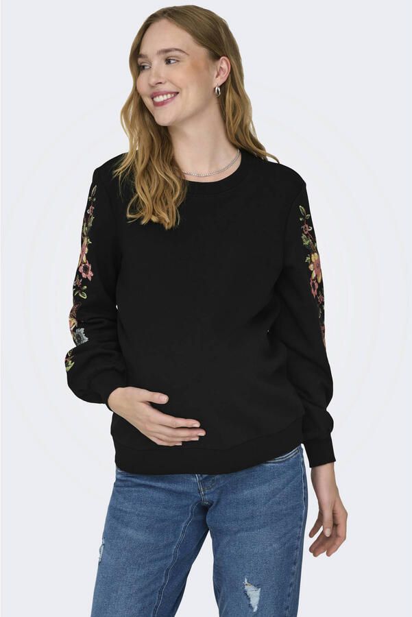 ONLY MATERNITY gebloemde zwangerschapssweater OLMCONNY zwart Trui Bloemen XXL - Foto 3