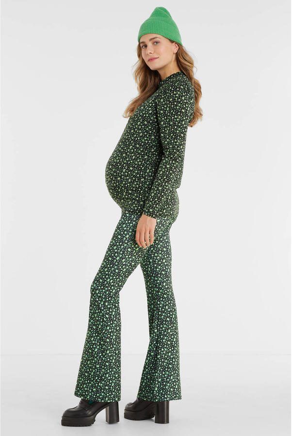 ONLY MATERNITY gebloemde zwangerschapstop OLMPELLA zwart groen Dames Polyester Opstaande kraag XXL - Foto 2