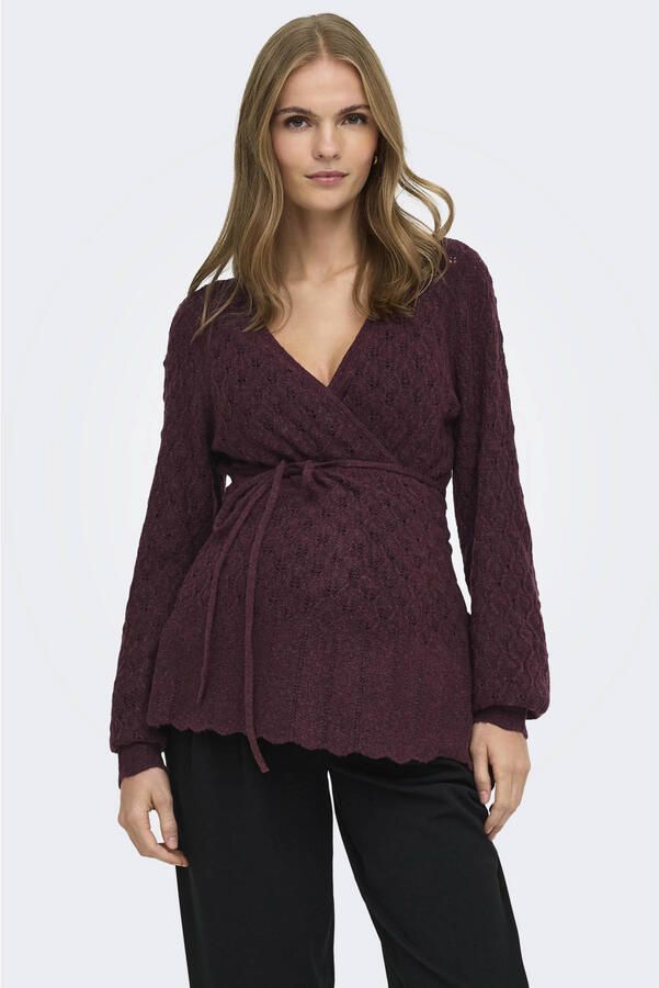 ONLY MATERNITY gebreid zwangerschapsvest met ajourdetails aubergine
