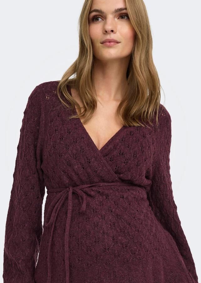 ONLY MATERNITY gebreid zwangerschapsvest met ajourdetails aubergine - Foto 2