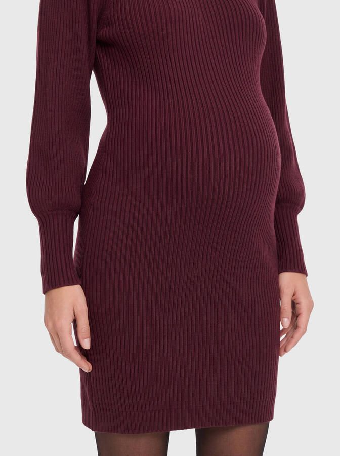 ONLY MATERNITY gebreide zwangerschapsjurk donkerrood Dames Viscose Col maat XXL