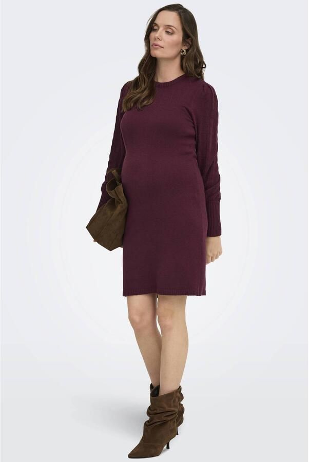 ONLY MATERNITY gebreide zwangerschapsjurk donkerrood Dames Viscose Ronde hals maat XXL - Foto 2