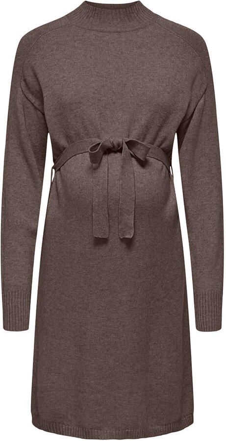ONLY MATERNITY gebreide zwangerschapsjurk met ceintuur donkerbruin Dames Viscose Col maat XXL