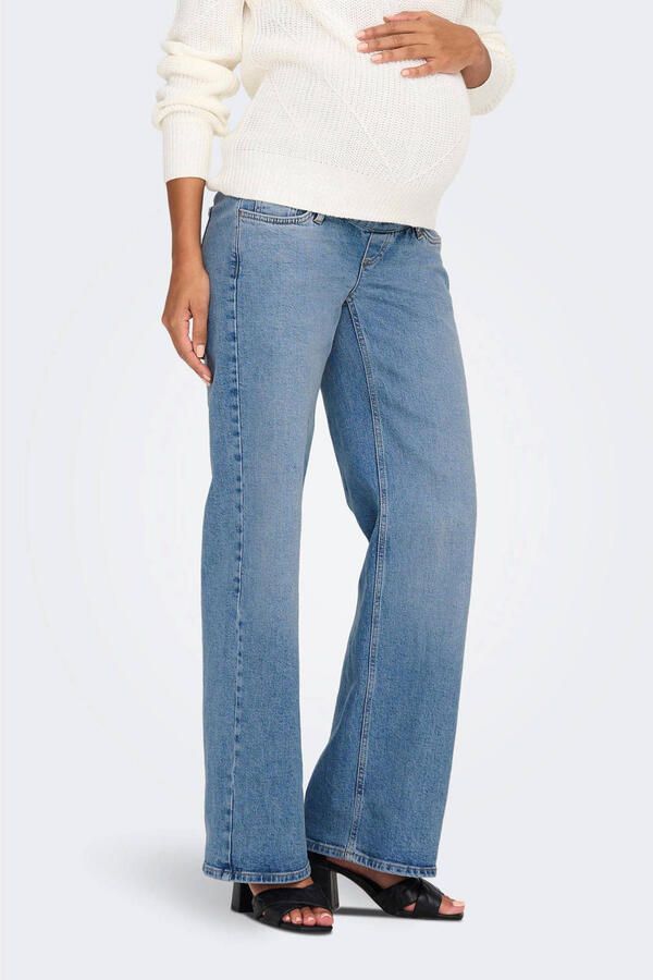 ONLY MATERNITY high waist wide leg zwangerschapsjeans OLMJUICY medium blue Blauw Dames Stretchkatoen XXL-32
