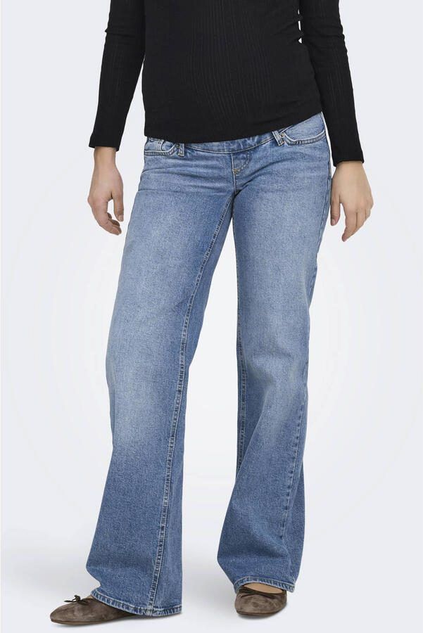 ONLY MATERNITY high waist wide leg zwangerschapsjeans OLMJUICY medium blue Blauw Dames Stretchkatoen XXL-32 - Foto 3