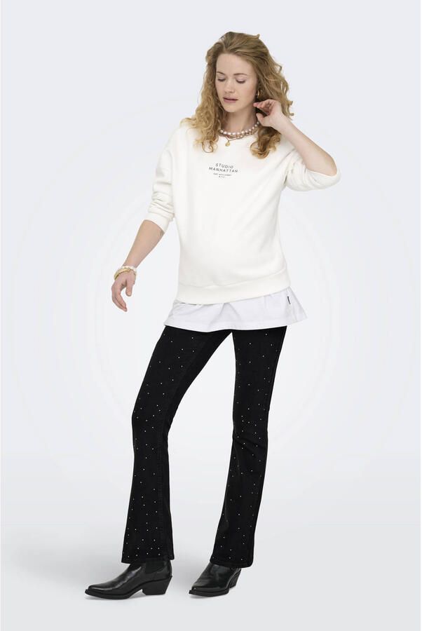 ONLY MATERNITY high waist zwangerschaps flared jeans black denim met glitter