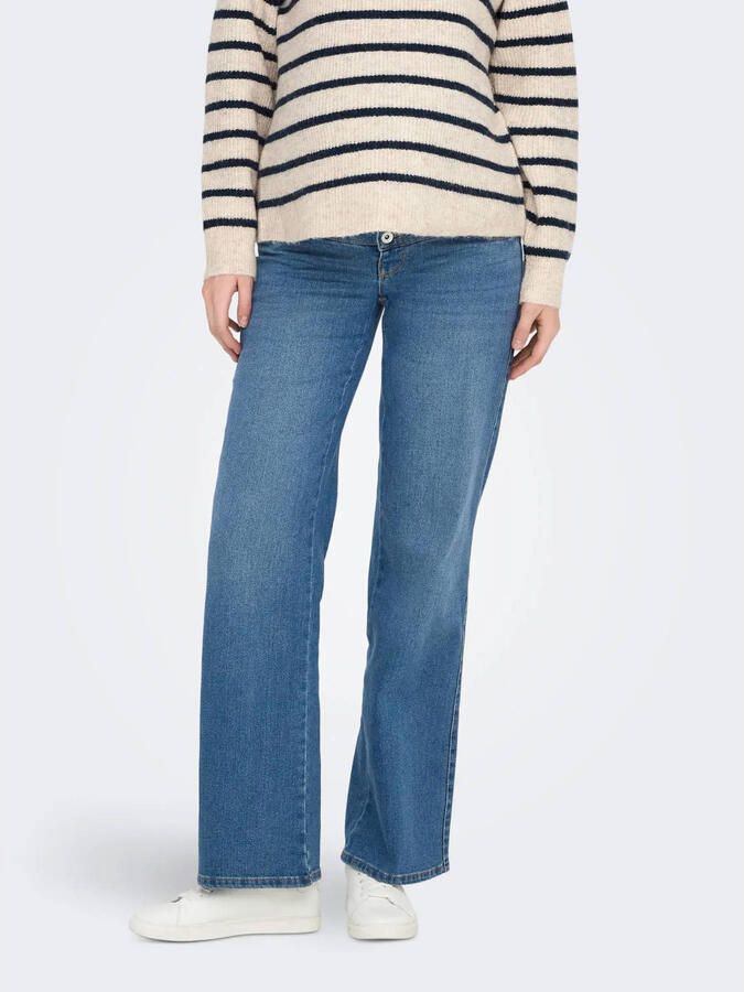 ONLY MATERNITY high waist zwangerschaps wide leg jeans medium blue denim