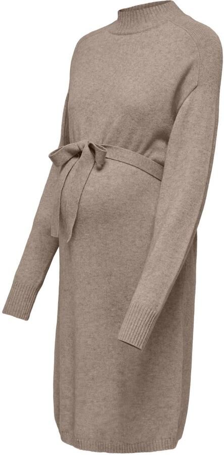 ONLY MATERNITY korte gebreide zwangerschapscoljurk met ceintuur bruin maat XXL - Foto 3