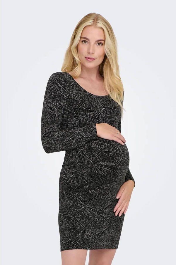 ONLY MATERNITY korte zwangerschaps jurk glitter zilver - Foto 3