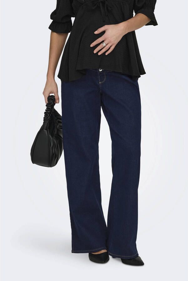 ONLY MATERNITY low waist zwangerschaps wide leg jeans dark blue denim
