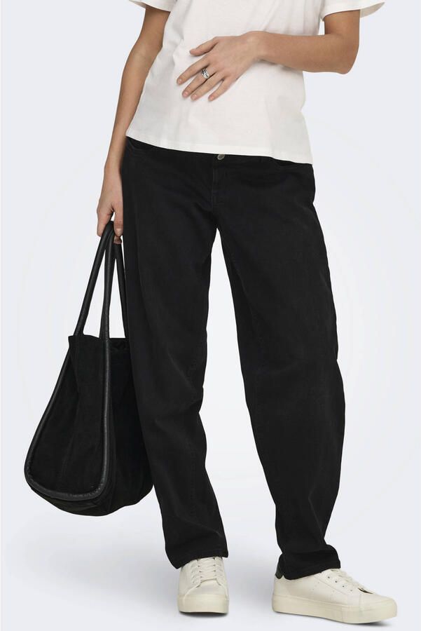 ONLY MATERNITY Olmluma low waist zwangerschaps straight leg jeans black denim