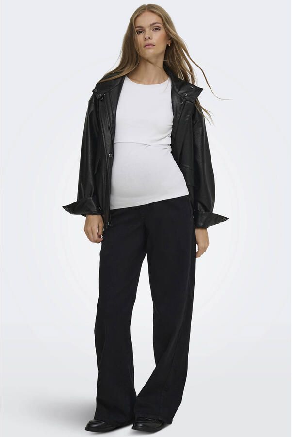 ONLY MATERNITY OLMSNOW zwangerschaps wide leg jeans zwart - Foto 3