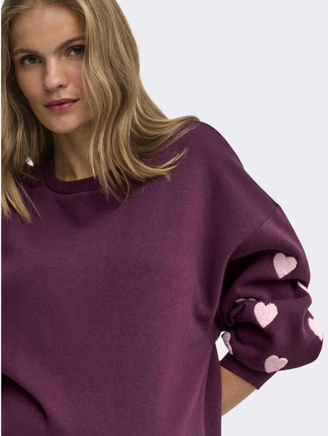 ONLY MATERNITY rechtvallend zwangerschapssweater met borduursels en hartjes donkerpaars Trui maat XL - Foto 2