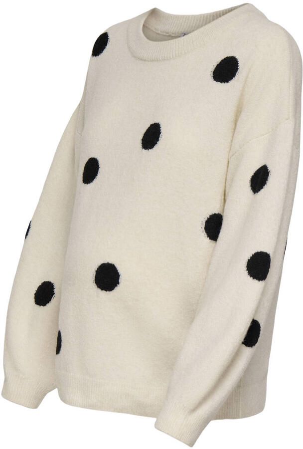 ONLY MATERNITY regular fit gebreide zwangerschapstrui met stippen ecru zwart