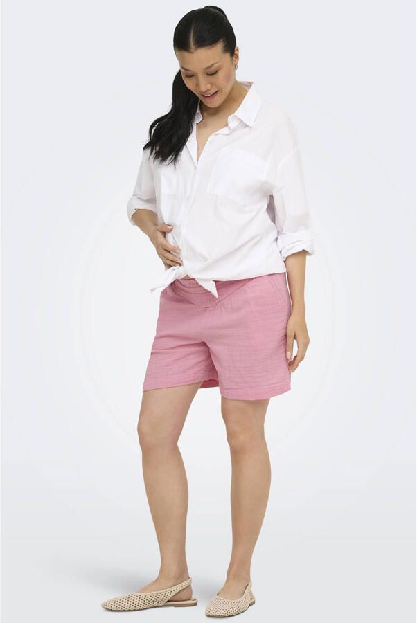 ONLY MATERNITY regular waist zwangerschaps casual short met textuur roze - Foto 2