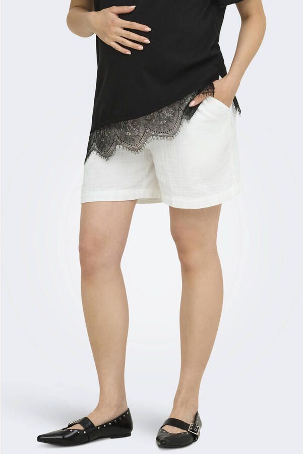 ONLY MATERNITY regular waist zwangerschaps casual short met textuur wit