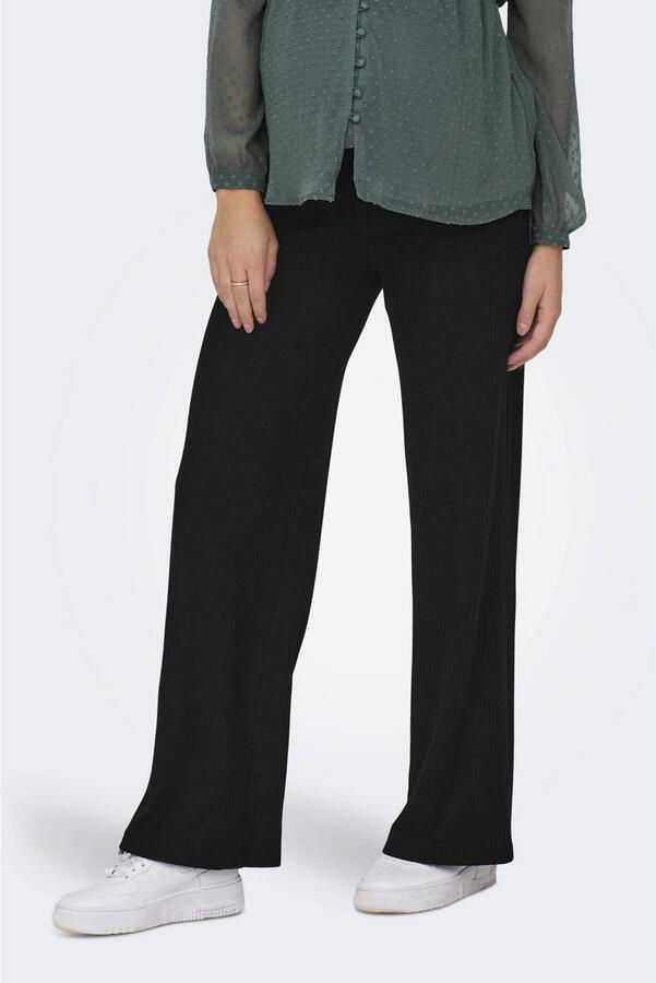 ONLY MATERNITY ribgebreide zwangerschapsbroek zwart Dames Polyester Effen XXL - Foto 2