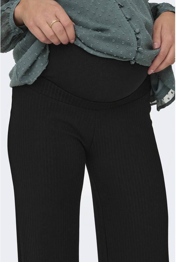 ONLY MATERNITY ribgebreide zwangerschapsbroek zwart Dames Polyester Effen XXL
