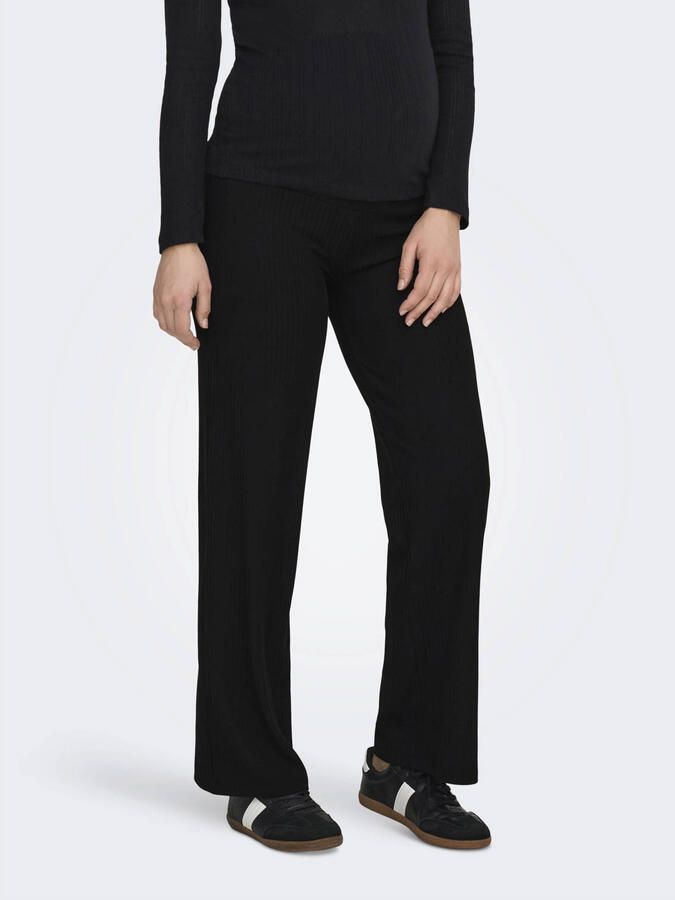 ONLY MATERNITY ribgebreide zwangerschapsbroek zwart Dames Polyester Effen XXL
