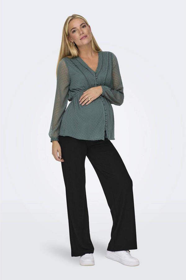 ONLY MATERNITY ribgebreide zwangerschapsbroek zwart Dames Polyester Effen XXL - Foto 2