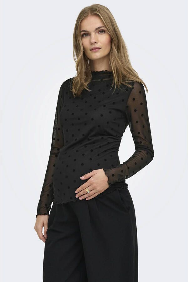 ONLY MATERNITY semi-transparante zwangerschapstop met stippen zwart - Foto 3