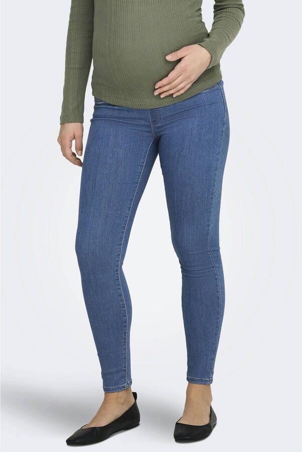 ONLY MATERNITY skinny zwangerschapsjeans OLMRAIN stonewashed Blauw Dames Viscose XL-32