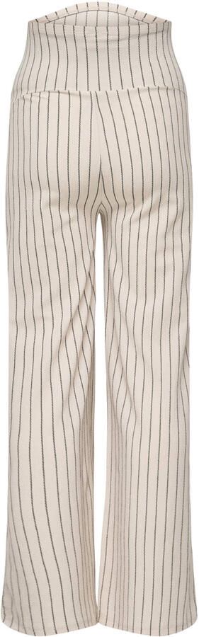 ONLY MATERNITY straight high waist gestreepte zwangerschaps casual broek ecru - Foto 3