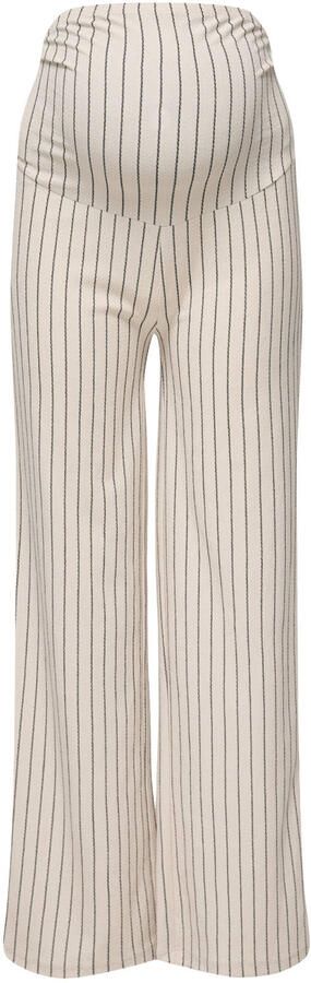 ONLY MATERNITY straight high waist gestreepte zwangerschaps casual broek ecru - Foto 2