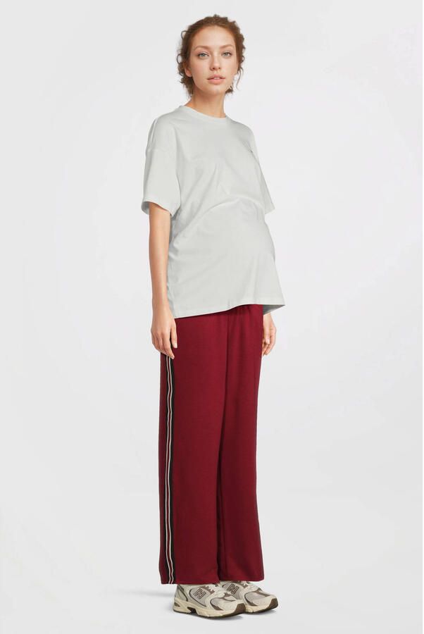 ONLY MATERNITY straight regular waist zwangerschaps casual broek donkerrood - Foto 2
