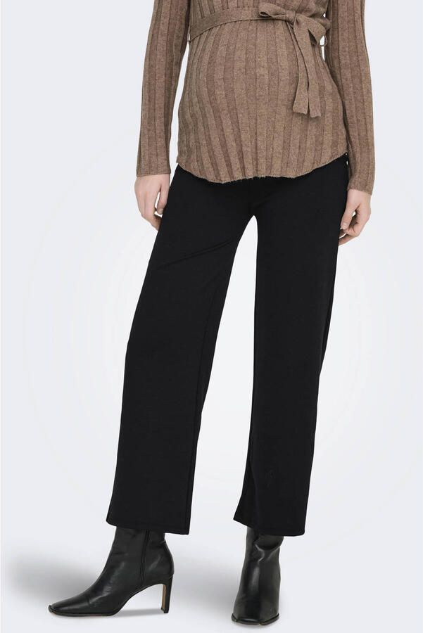 ONLY MATERNITY wide leg broek OLMFEVER zwart Dames Stretchkatoen Effen XXL