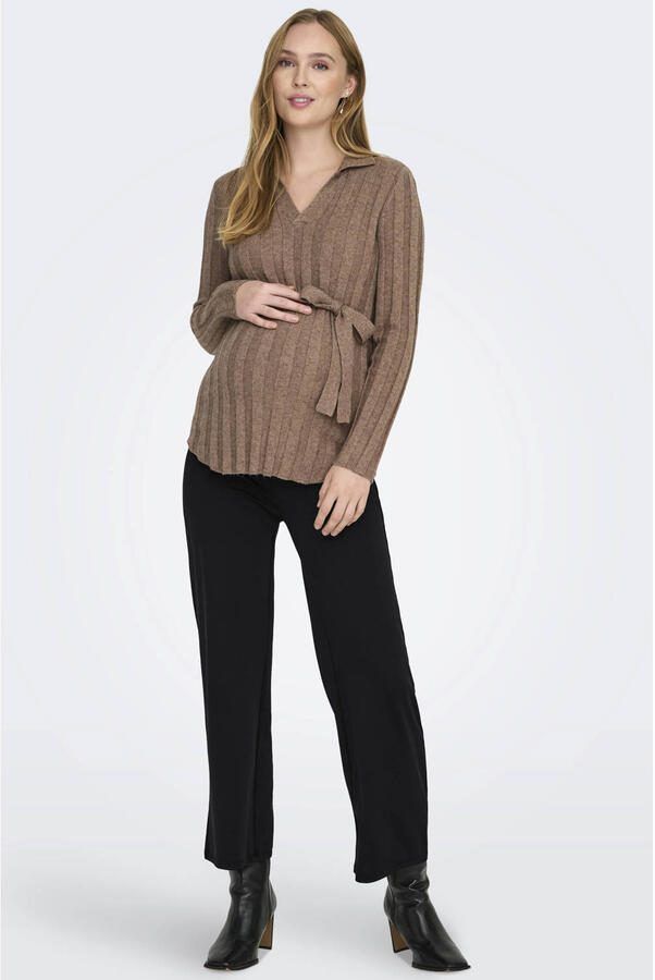 ONLY MATERNITY wide leg broek OLMFEVER zwart Dames Stretchkatoen Effen XXL - Foto 2
