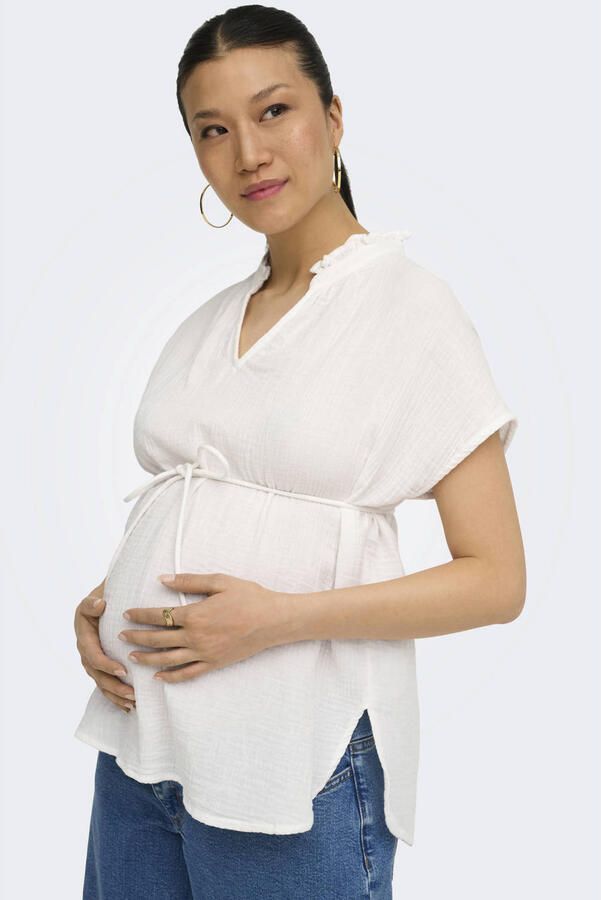 ONLY MATERNITY zwangerschaps blousetop met textuur ecru - Foto 3