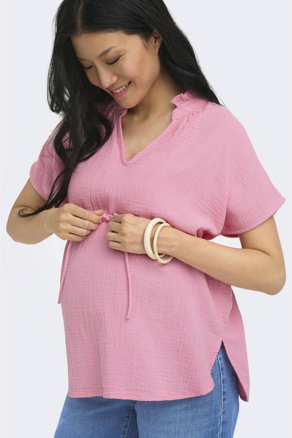 ONLY MATERNITY zwangerschaps blousetop met textuur roze