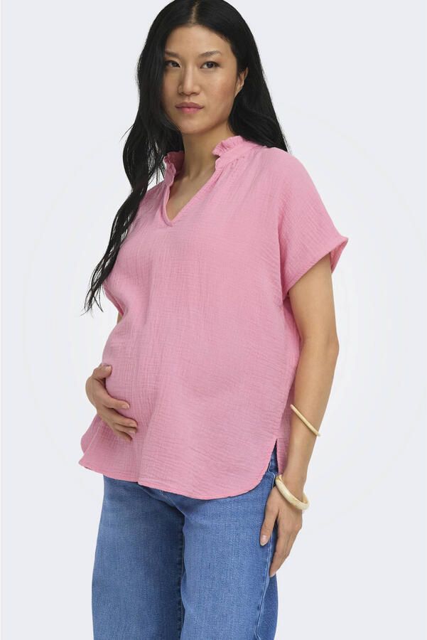 ONLY MATERNITY zwangerschaps blousetop met textuur roze - Foto 3
