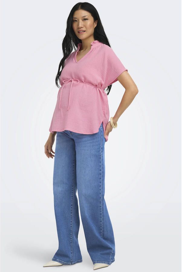 ONLY MATERNITY zwangerschaps blousetop met textuur roze - Foto 2