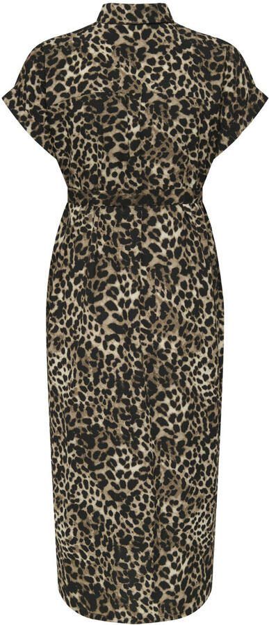ONLY MATERNITY zwangerschaps- en voedings midi jurk met panterprint bruin zwart - Foto 3