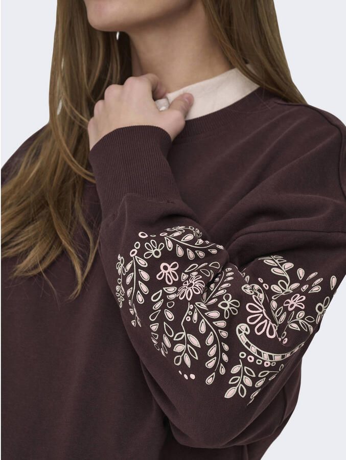ONLY MATERNITY zwangerschaps gebloemde sweater donkerbruin - Foto 2