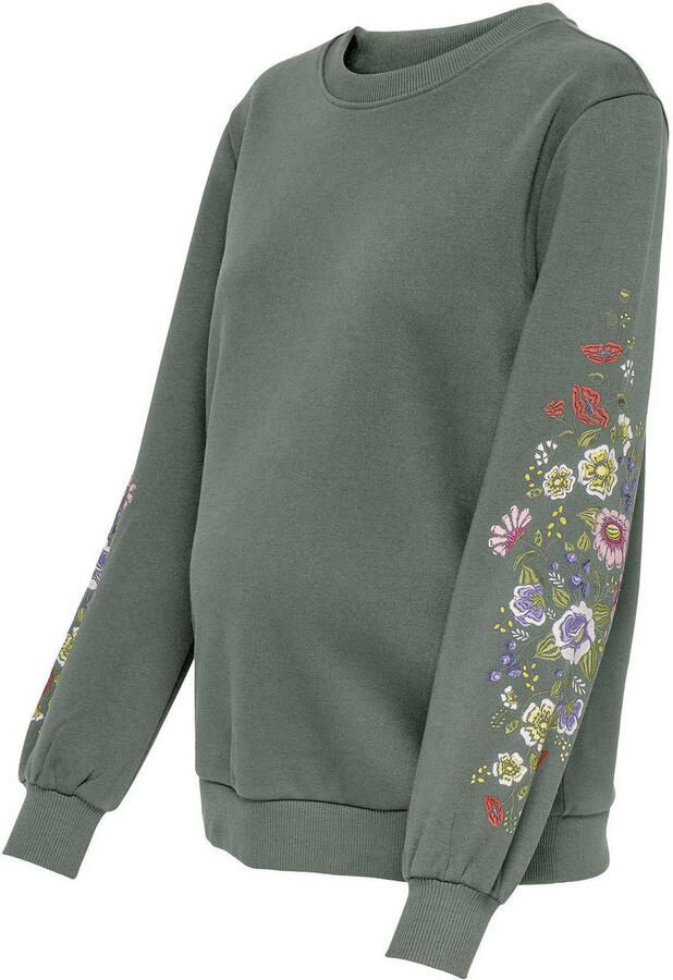 ONLY MATERNITY zwangerschaps gebloemde sweater groen