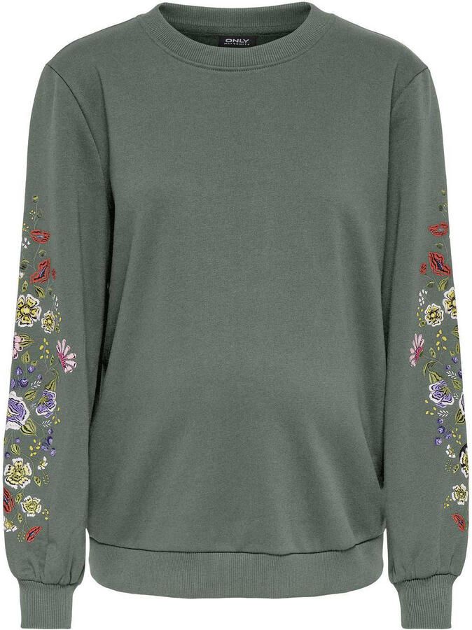 ONLY MATERNITY zwangerschaps gebloemde sweater groen - Foto 2