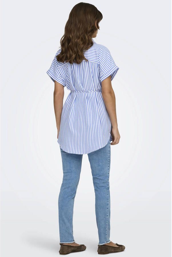 ONLY MATERNITY zwangerschaps gestreepte blousetop lichtblauw - Foto 3