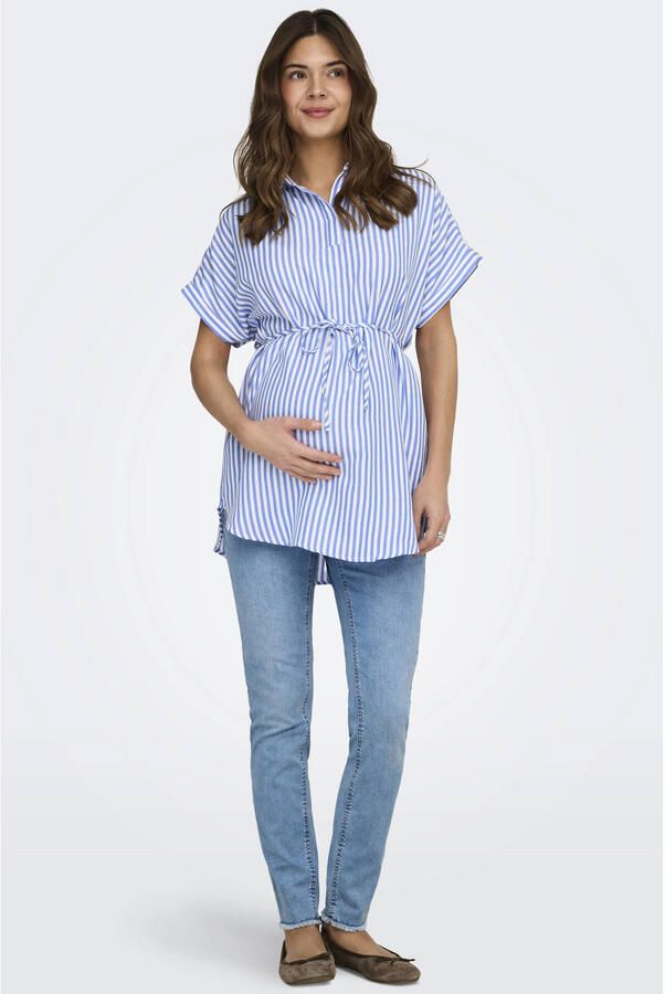 ONLY MATERNITY zwangerschaps gestreepte blousetop lichtblauw - Foto 2