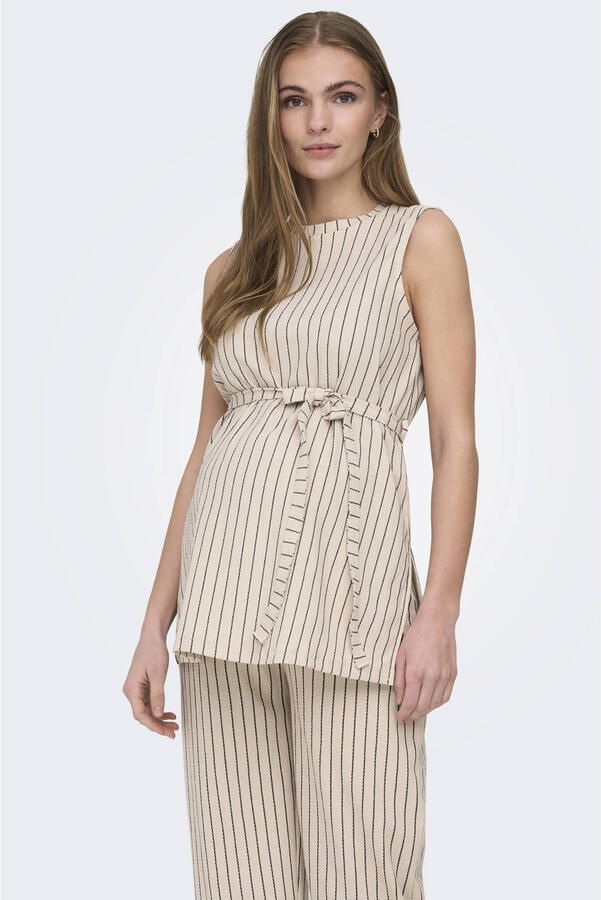ONLY MATERNITY zwangerschaps gestreepte mouwloze top ecru