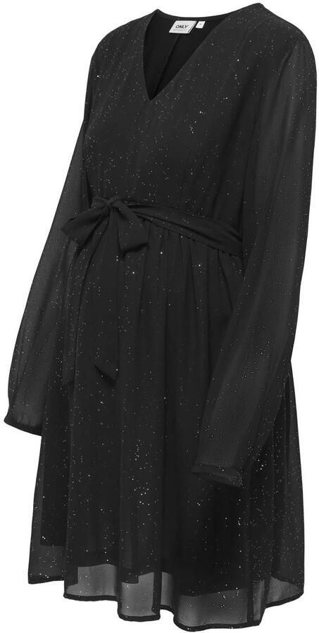 ONLY MATERNITY zwangerschaps glitterjurk met glitter zwart