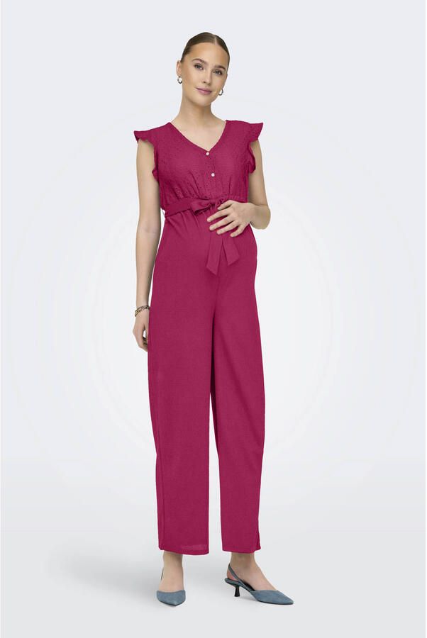 ONLY MATERNITY zwangerschaps jumpsuit broderie fuchsia - Foto 3