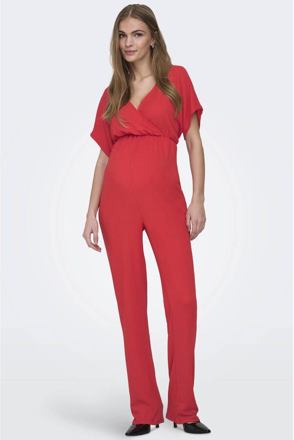 ONLY MATERNITY zwangerschaps jumpsuit rood - Foto 3