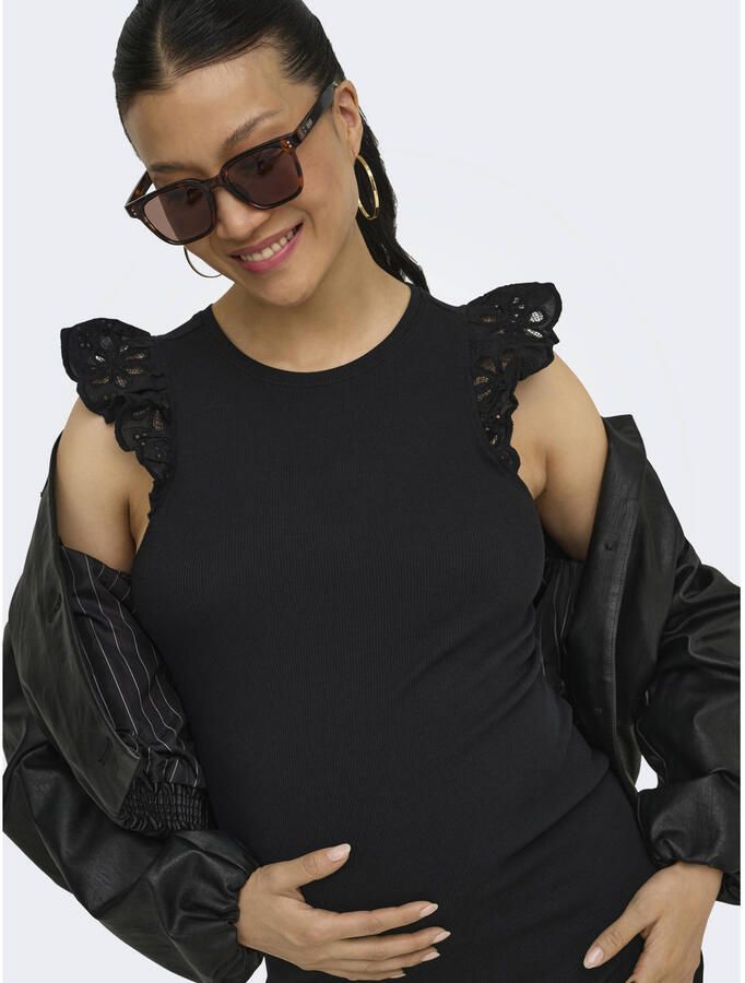 ONLY MATERNITY zwangerschaps korte jurk broderie zwart