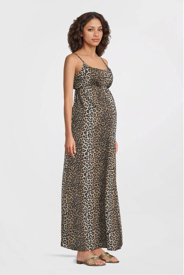 ONLY MATERNITY zwangerschaps maxi jurk lichtbruin - Foto 2