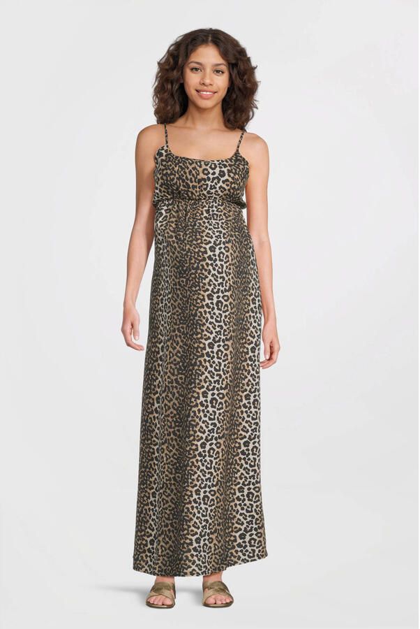 ONLY MATERNITY zwangerschaps maxi jurk lichtbruin - Foto 3