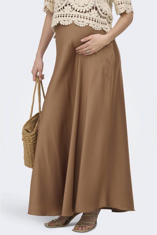 ONLY MATERNITY zwangerschaps maxi rok bruin